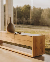 Load image into Gallery viewer, Alguema TV stand with 3 drawers in oak veneer with natural finish, 200 x 51 cm - image 8