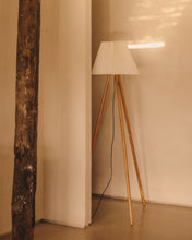 Load image into Gallery viewer, Benicarlo floor lamp in solid rubber wood with a natural, beige finish, UK - image 2
