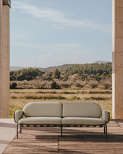 Load image into Gallery viewer, Joncols outdoor 3-seater sofa in aluminium with green painted finish and beige cushions 224cm - image 9