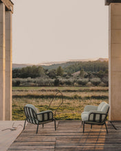 Load image into Gallery viewer, Joncols outdoor armchair in aluminium with green painted finish and beige cushions - image 10