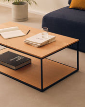 Load image into Gallery viewer, Yoana coffee table with oak veneer table top and base, white metal structure, 110 x 60 cm - image 3
