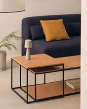 Load image into Gallery viewer, Yoana set of 2 nesting coffee tables with oak wood veneer &amp; black painted metal structure - image 3
