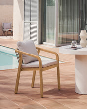Load image into Gallery viewer, Malaret stackable chair in FSC 100% solid eucalyptus wood and beige cord - image 6