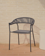 Load image into Gallery viewer, Futadera stackable outdoor chair in grey synthetic cord and grey painted steel - image 11