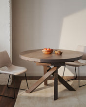 Load image into Gallery viewer, Vashti round extendable table, porcelain and steel legs with a brown finish, Ø 120(160) cm - image 9