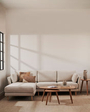 Load image into Gallery viewer, Gilma 3 seater sofa w/ right/left-hand chaise longue in chenille pearl, natural legs, 260 cm - image 11