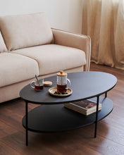 Load image into Gallery viewer, Fideia tempered glass and metal coffee table with a glossy black finish, Ø 110 cm - image 5
