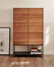 Load image into Gallery viewer, Vedrana 4 door tall sideboard in walnut veneer with steel legs, 97.5 x 160 cm - image 9
