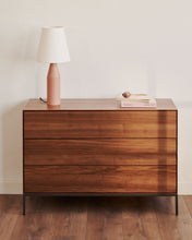 Load image into Gallery viewer, Vedrana 3 drawer chest of drawers in walnut veneer with black steel legs, 110 x 75 cm - image 7