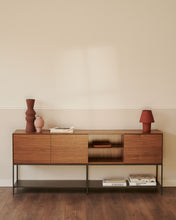 Load image into Gallery viewer, Vedrana 3 door sideboard in walnut veneer with steel legs, 195 x 80 cm - image 9