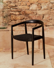 Load image into Gallery viewer, Ydalia stackable outdoor chair in solid teak wood with black finish and black rope - image 11