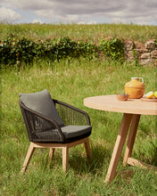 Load image into Gallery viewer, Portalo chair in black cord with solid acacia wood legs - image 11