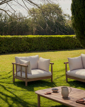 Load image into Gallery viewer, Sacova set of 2 armchairs, 2 seater sofa and coffee table in solid eucalyptus wood FSC - image 6
