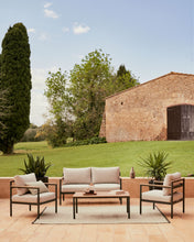 Load image into Gallery viewer, Aiguafreda set, 2 seater sofa, 2 chairs &amp; coffee table made from grey aluminium &amp; acacia - image 9