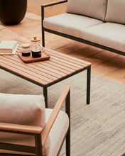 Load image into Gallery viewer, Aiguafreda set, 2 seater sofa, 2 chairs &amp; coffee table made from grey aluminium &amp; acacia - image 10