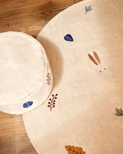 Load image into Gallery viewer, Yanil 100% white cotton pouffe with multicolour leaf embroidery, Ø 40 cm - image 4