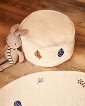 Load image into Gallery viewer, Yanil 100% white cotton pouffe with multicolour leaf embroidery, Ø 40 cm - image 3