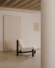Load image into Gallery viewer, Magira armchair in white bouclé and solid oak wood with a dark finish - image 11