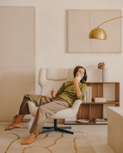 Load image into Gallery viewer, Zalina swivel armchair in white bouclé and steel with black finish FSC 100% - image 13