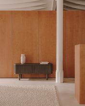 Load image into Gallery viewer, Mailen 2 door TV stand in ash veneer with a dark finish 120 x 50 cm - image 9