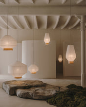 Load image into Gallery viewer, Hila ceiling lamp screen in white paper with natural wood veneer Ø 30 cm - image 4