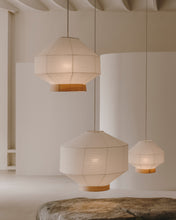 Load image into Gallery viewer, Hila ceiling lamp screen in white paper with natural wood veneer Ø 55 cm - image 3