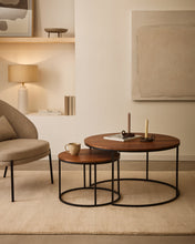 Load image into Gallery viewer, Yoana set of 2 nesting side tables with walnut veneer and black metal, Ø 80 cm / Ø 50 cm - image 3