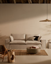 Load image into Gallery viewer, Anarela removable-cover footstool with beige linen cushion FSC Mix Credit 80 x 80 cm. - image 6