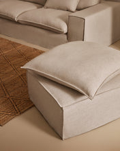 Load image into Gallery viewer, Anarela removable-cover footstool with beige linen cushion FSC Mix Credit 80 x 80 cm. - image 5
