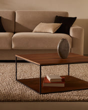 Load image into Gallery viewer, Yoana coffee table with walnut veneer and painted black metal structure, 80 x 80 cm - image 3