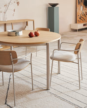 Load image into Gallery viewer, Maureen stackable chair in poplar plywood with light tone finish and beige metal legs, 100% FSC - image 12
