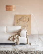 Load image into Gallery viewer, Juhe floor lamp in in ash wood veneer, steel and white marble UK adapter - image 2