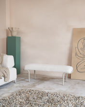 Load image into Gallery viewer, Compo bench in beige chenille and beige metal structure, 130 cm - image 5