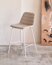 Load image into Gallery viewer, Zunilda stool in beige chenille and steel with matt white finish height 65 cm FSC 100% - image 11