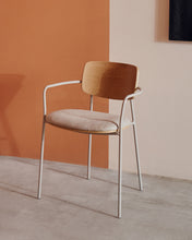 Load image into Gallery viewer, Maureen stackable chair in poplar plywood with light tone finish and beige metal legs, 100% FSC - image 11