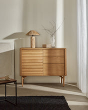 Load image into Gallery viewer, Lenon sideboard with 1 door and 3 drawers, made from oak wood and veneer, 105 x 85 cm FSC MIX Credit - image 7