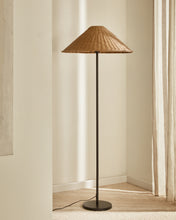 Load image into Gallery viewer, Urania floor lamp in rattan and metal with black painted finished UK adapter - image 3