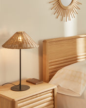 Load image into Gallery viewer, Urania table lamp in rattan and metal with black painted finished UK adapter - image 3