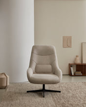 Load image into Gallery viewer, Celida swivel armchair in beige chenille and steel with black finish FSC 100% - image 11