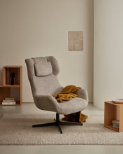 Load image into Gallery viewer, Zalina swivel armchair in light brown chenille and steel with black finish FSC 100% - image 11