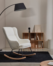 Load image into Gallery viewer, Maustin rocking chair in white bouclé with a black steel structure and beech wood - image 11