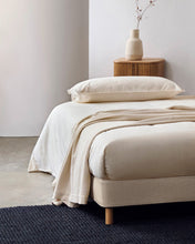 Load image into Gallery viewer, Ofelia base with ecru removable cover and solid beech wooden legs for a 90 x 200 cm mattress FSC Mix Credit - image 5