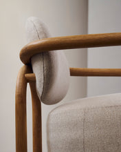 Load image into Gallery viewer, Melqui beige armchair in solid oak wood with a natural finish - image 13