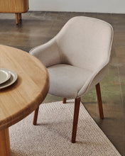Load image into Gallery viewer, Aleli beige chenille chair with solid ash wood legs and natural finish - image 11