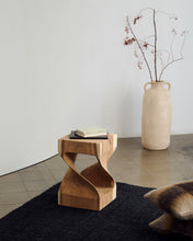 Load image into Gallery viewer, Hakon solid rain tree wood side table with carved interior, 30 x 30 cm - image 2