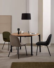 Load image into Gallery viewer, Montuiri round extendable table in oak veneer and with steel legs in a black finish, Ø90(170) cm - image 9