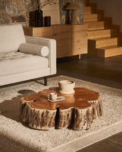 Load image into Gallery viewer, Tavine coffee table in solid acacia wood with bleached finish with wheels Ø85cm - image 3
