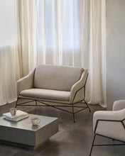Load image into Gallery viewer, Brida 2-seater sofa in beige and steel legs with black finish, 128 cm - image 7