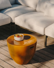 Load image into Gallery viewer, Mesquida outdoor side table made of ceramic with glazed mustard finish Ø 45 cm - image 3