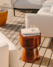 Load image into Gallery viewer, Mesquida outdoor side table in ceramic with glazed terracotta finish Ø 36cm - image 3